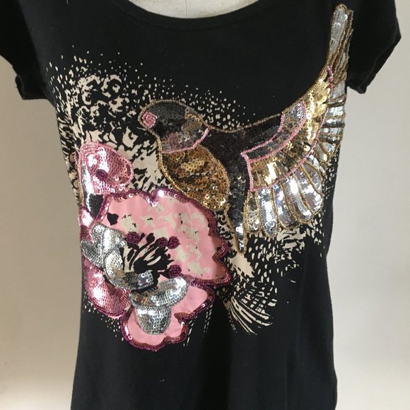 Vintage H&M Sequins T-Shirt, Asymmetric hem - Picture 2 of 8